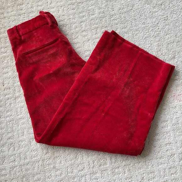 Red Corduroy Wide Legged Pants - Picture 1 of 4